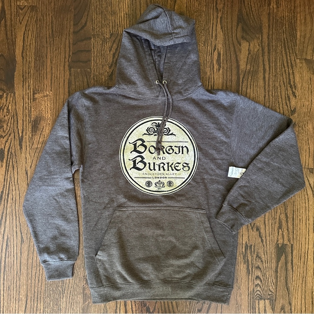 Universal Studios Borgin and Burkes Charcoal Hoodie NWT Sizes Small and Med